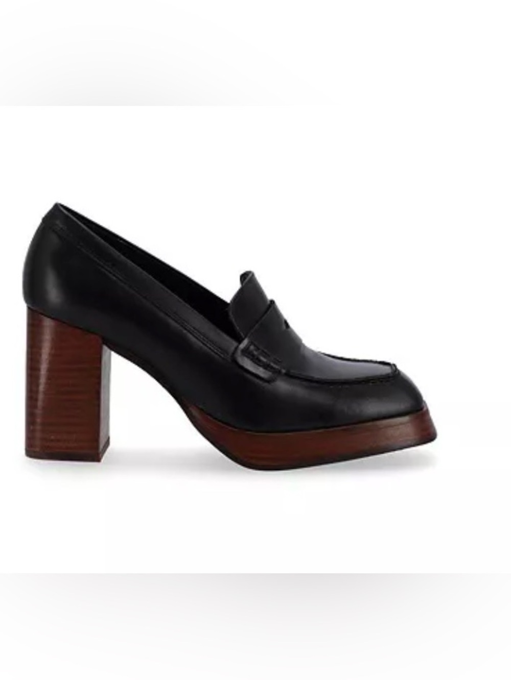 ALOHAS Busy Leather High Block Heel Penny Loafer Black 9